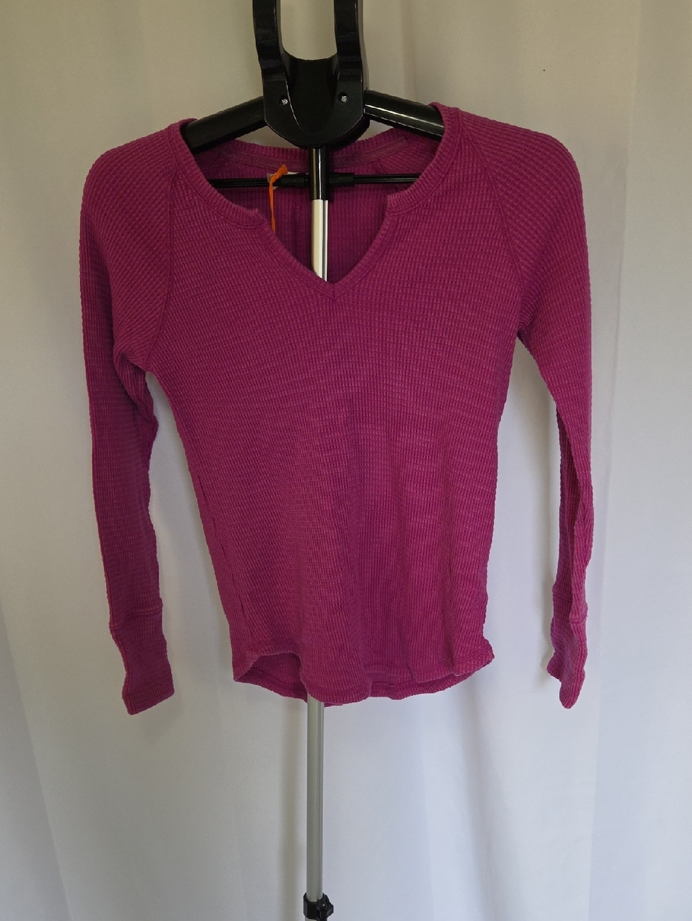 Knox Rose Long-Sleeve V-Neck Thermal Top - Fuchsia Pink